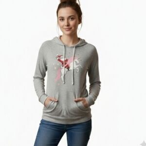 No Boundaries Gray Women's Unicorn Hoodie Christmas Santa XXL